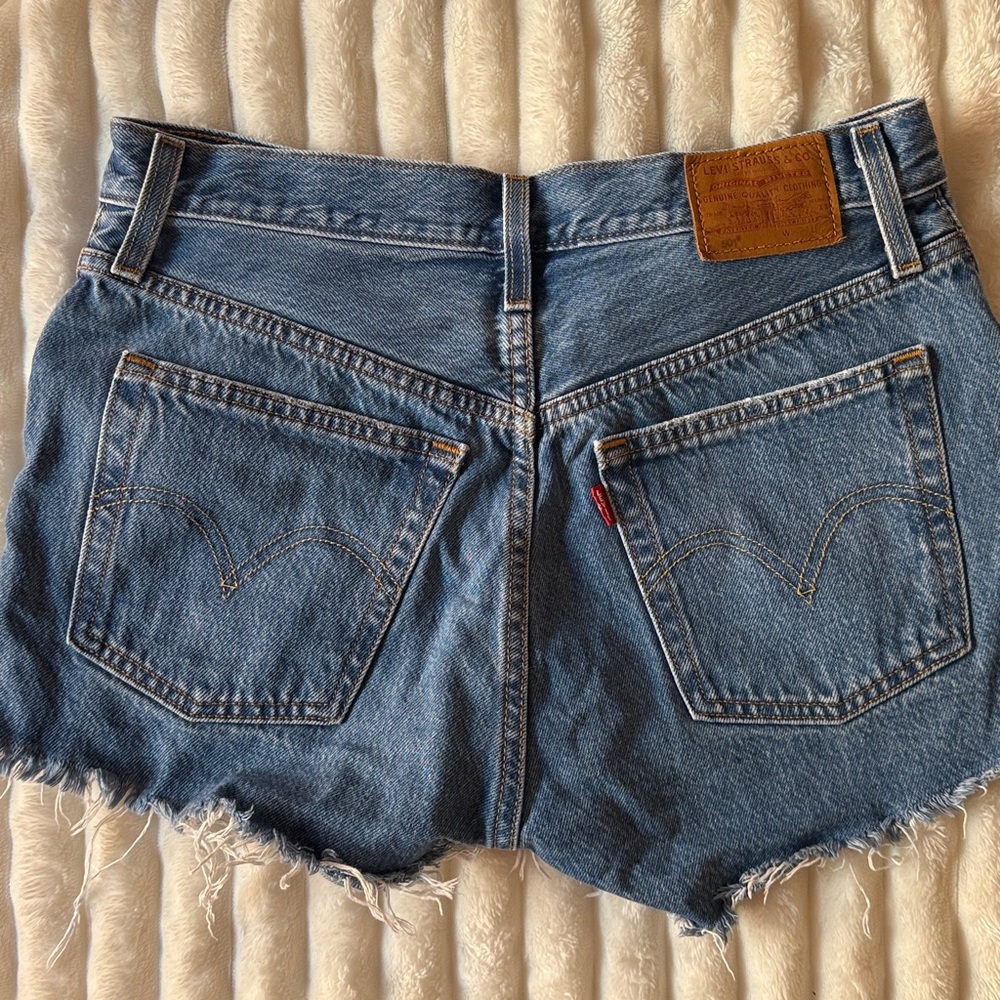 Levi's Blue Distressed Jean Shorts